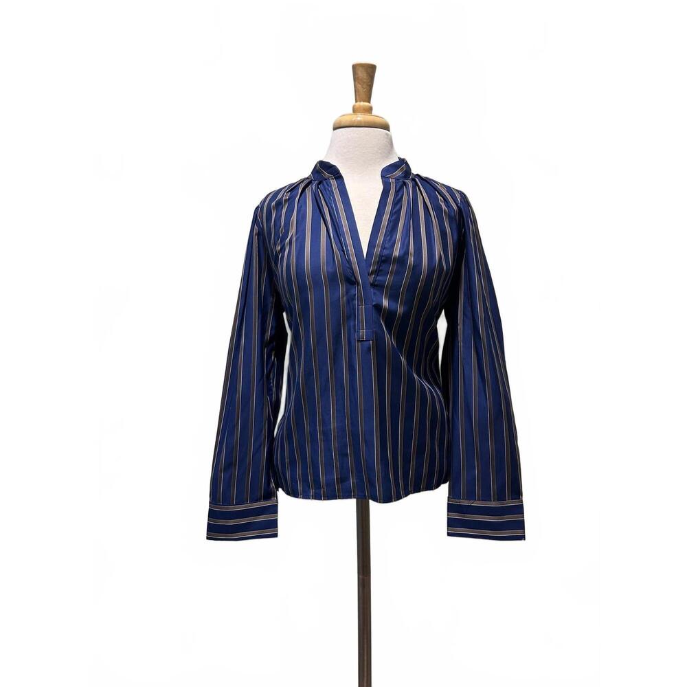NEW CISSA women's puff long sleeve blouse in bowood stripe